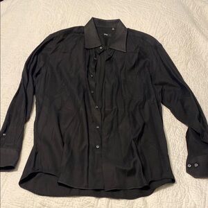 Boss Black Dress Shirt with Long Sleeves and Traditional Collar